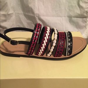 SUANNA BLACK MULTI COLOR STRAPPY SLING BACK SANDAL